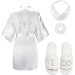 2 Pcs Personalized Initial Bride Slippers and Bride Robe Mrs Slippers Bridal Robe Bridal Shower Gifts for Wedding Day