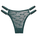 Love Letter Print Women Briefs Mesh Transparent Ring Buckle Adjustable Hollow-out Underwear Low-waist Panties String Lingerie