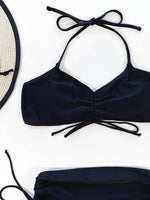 Bikini 2026 Sexy Black Drawstring High Waist Halter Swimwear Swimsuit Women Bikinis Set Bathing Suit Beach Bikini Female Push Up