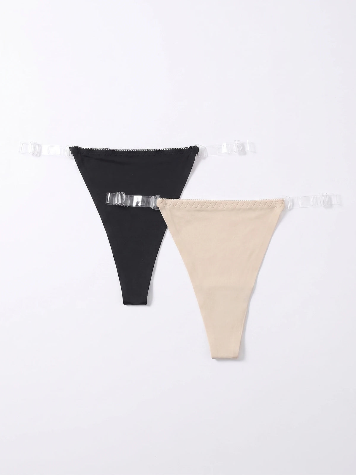 2 Pcs Nude and Black Seamless Thong Women Invisible Soft Comfortable Breathable Panties Sexy Low waist ThongC678