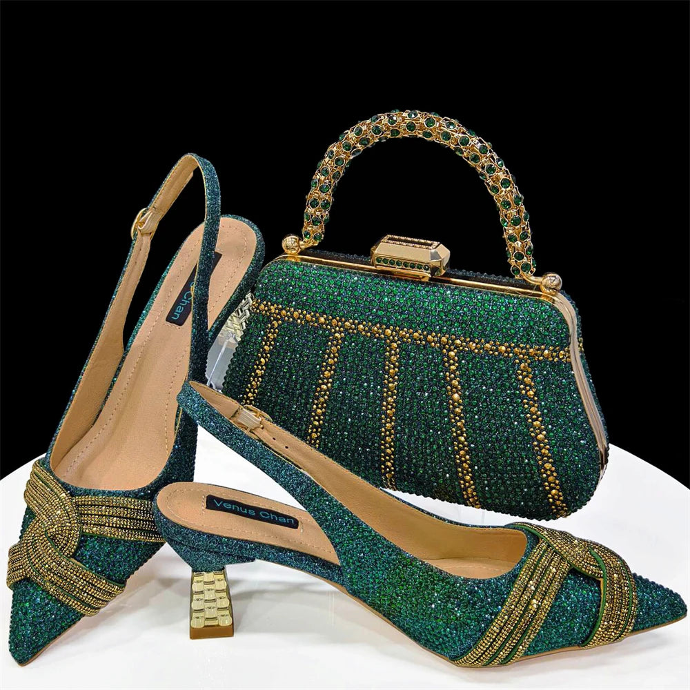Doershow Lastest Italian Design Fashion Style Ladies Shoes with Matching Bag Set 2024 Nigerian Shoes and Bag Set HAS1-5