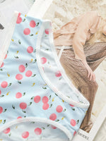 3Pcs Women Ribbed Briefs Cute Peach Plaid Print Panties Contrast White Trim Stretchy Soft Breathable Daily Underwear Set C898