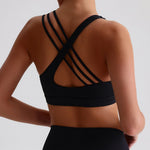 Solid Color Soft Tight Women Gym Yoga Short Legging Cycling Set High Impact Cross Back Shoulder Strap Fitness Sports Bra Workout