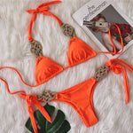 DEKA Sexy Red Weave Patchwork Bikini Set Women White High Cut Push Up Thong Swimsuit Vintage Beach Bathing Suit Mini Swimwear