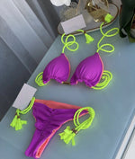 Sexy Solid color Women's Swimsuit Two-piece Triangle Swimwear Braiding rope Bikinis Set Beach Bathing Suit Brazilian Biquinis