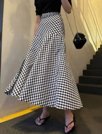 WOMENGAGA Korea Style 2023 Spring/Summer New High Waist Elegant Split Plaid Skirts Half Length Skirts Fashion Women 2023 22IV