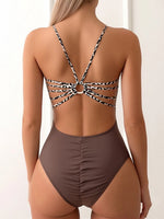 2026 Leopard Swimsuit One Piece String Backless Monokini Swimwear Women Sexy Bathers Bathing Swimming Swim Suit Female Beachwear