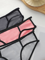 Women Ribbed Contrast Trim High Cut Bikini Panties Soft Breathable Cotton Crotch Low Rise Daily Comfort Underwear Briefs C820