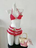 Trendy 2026 Print High Waist Fairy Sexy Sweet 4-Piece Bikini Set - Women's Split Swimwear Beach Vacation Summer Party & Holiday