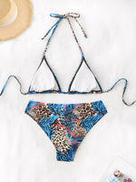 3 Pieces Triangle Halter Bikinis 2026 Print Leopard Swimwear Female Swimsuit Women & Kimono Bathers Bathing Swimming Swim Suit