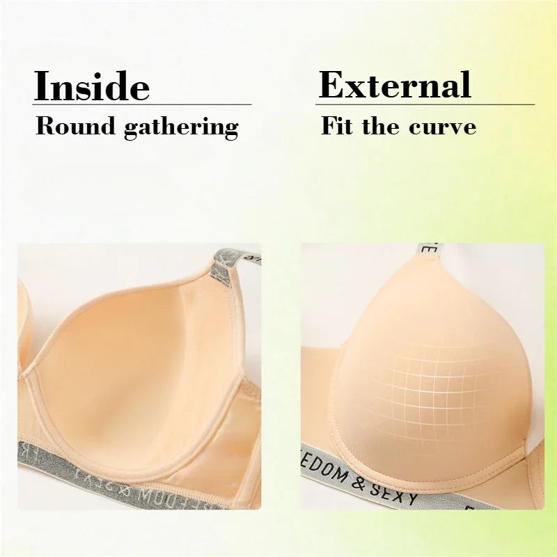 2025 Women's Plus Size T-Shirt Bra Letter Seamless Embroidery Sport Everyday Bra 70-100 C D E F G Push-up Bra SWD9073