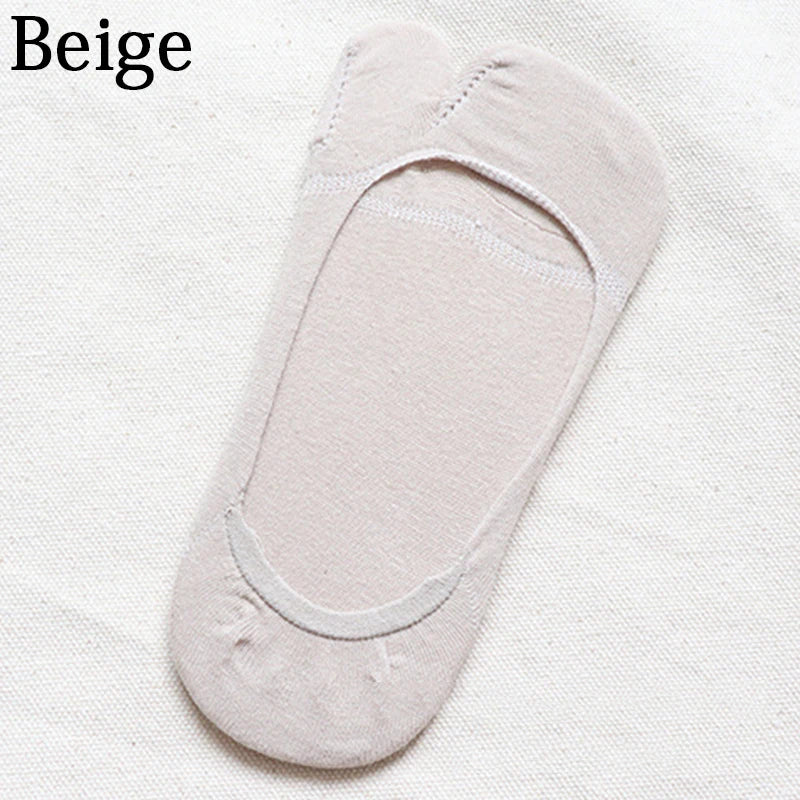 Summer Thin Non-slip Invisible Low Cut Boat Sock for Women Two Finger Socks Solid Breathable Cotton Tabi Socks Comfortable
