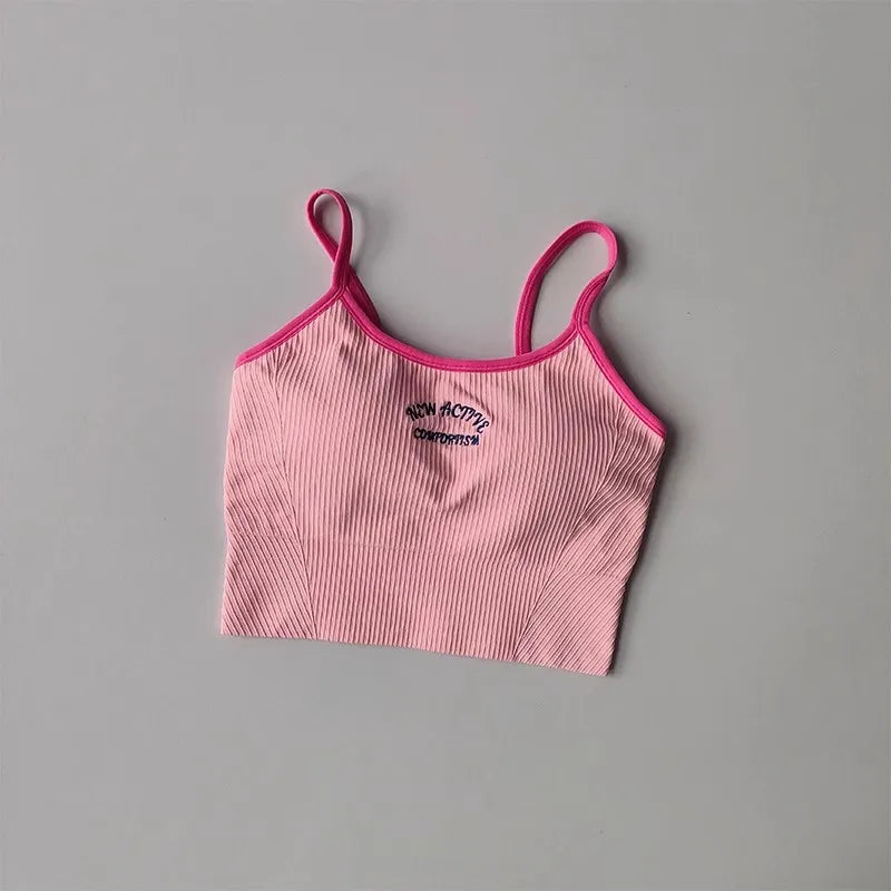 Women's sports bra, color blocked small sling , fixed cup fitness bra, running bra, acceleration, dry training, yoga.