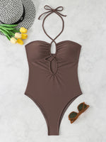 2026 Halter Swimsuit One Piece Solid Hollow Swimwear Women Sexy Bathers Bathing Swimming Swim Suit Female Beachwear