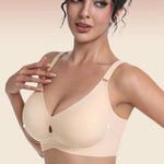 Women's Jelly Bra No Steel Ring Seamless Gathered Support 3 Pack Nylon Fabric Adjustable Shoulder Strap Invisible Cup Type