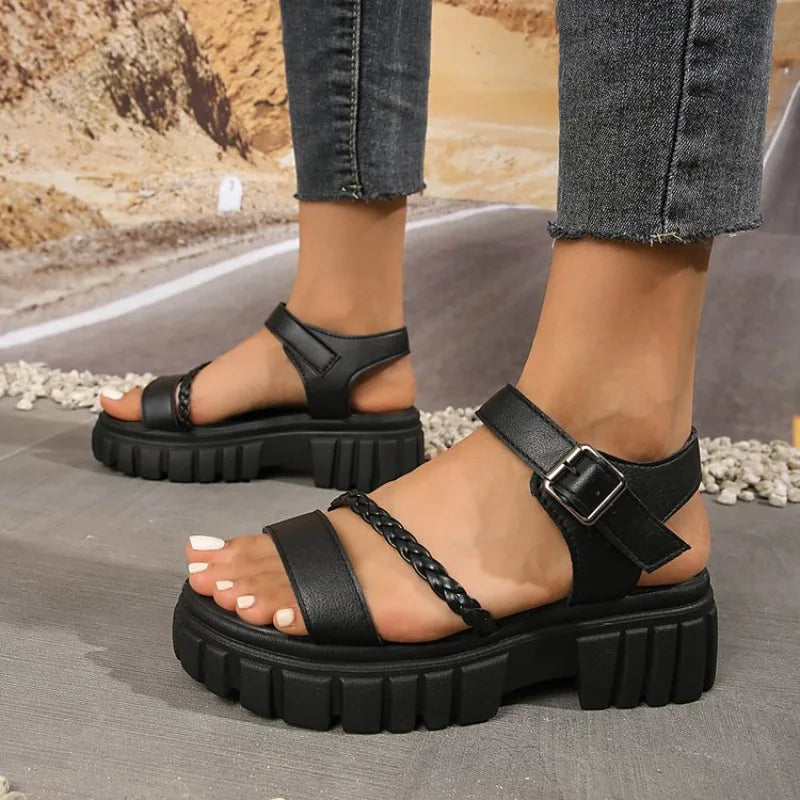 Women Elegant Sandals 2026 New Summer Outdoor Designer Shoes Women Casual Fashion Bottom Platform Sandals Sandalias De Mujer