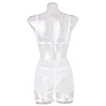 Toucheart Sexy Lingerie for Women Solid Color Mesh See-through Women's Plunge Underwear Suit Sexy Garters Lingerie 4-piece Set