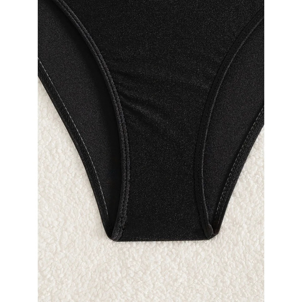 Sexy One Shoulder Black Bikini 2025 Woman Swimsuit Two Pieces Swimwear Female Thong Bikinis Set Bathing Suits Brazilian Biquini