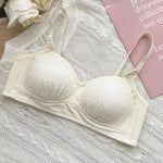 Summer Lace Half Cup Bra Small Bust Beachwear Gathering Light Support Pure Bralette Ultra Thin Wirefree Set AU MOYISU S-XL-32-38