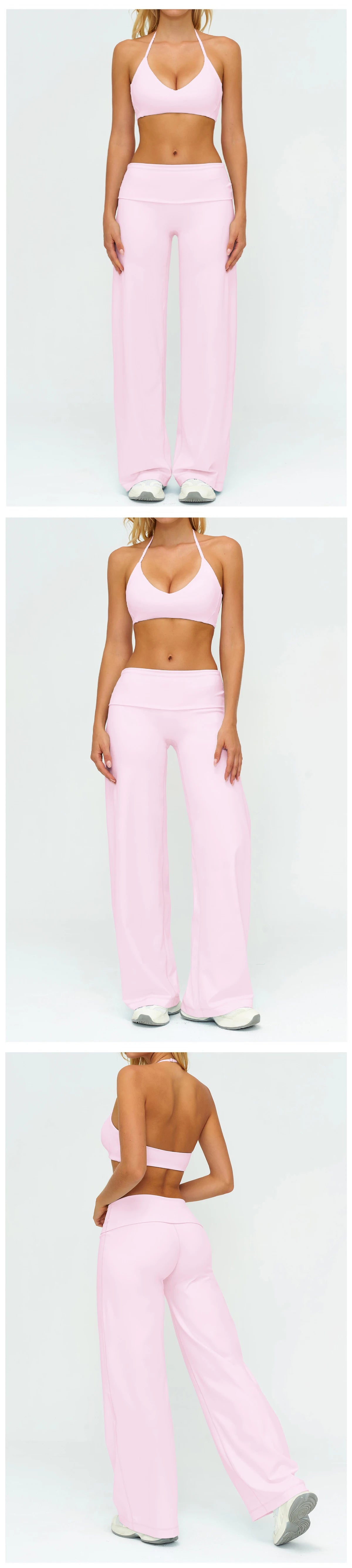Women's Fitness Set Gym Tracksuit Breathable Sports Bra Flared Trousers Suit Workout Clothing Sportswear Female Athletic Wear