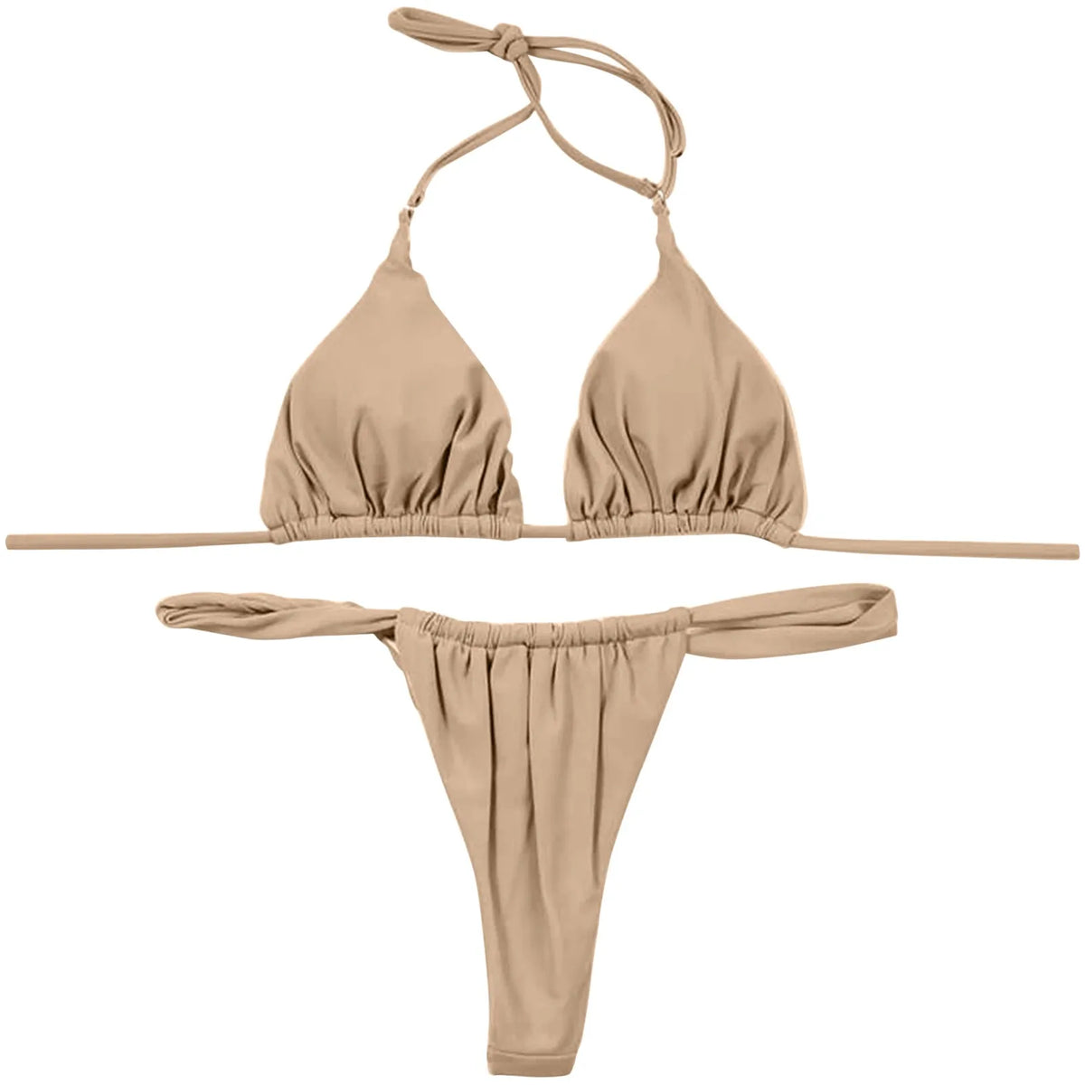 Sexy Bikini Set Two Piece Swimsuit Bikini Set Push Up Bra Solid Thong Women Swimwear Beachwear Bathing Suit Traje De BañO 2024