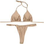 Sexy Bikini Set Two Piece Swimsuit Bikini Set Push Up Bra Solid Thong Women Swimwear Beachwear Bathing Suit Traje De BañO 2024