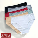 2Pcs/Set Cotton Briefs High Rise Panties Women Solid Color Underwear Comfort Lingerie M-2XL Panty Female Underpants Intimates