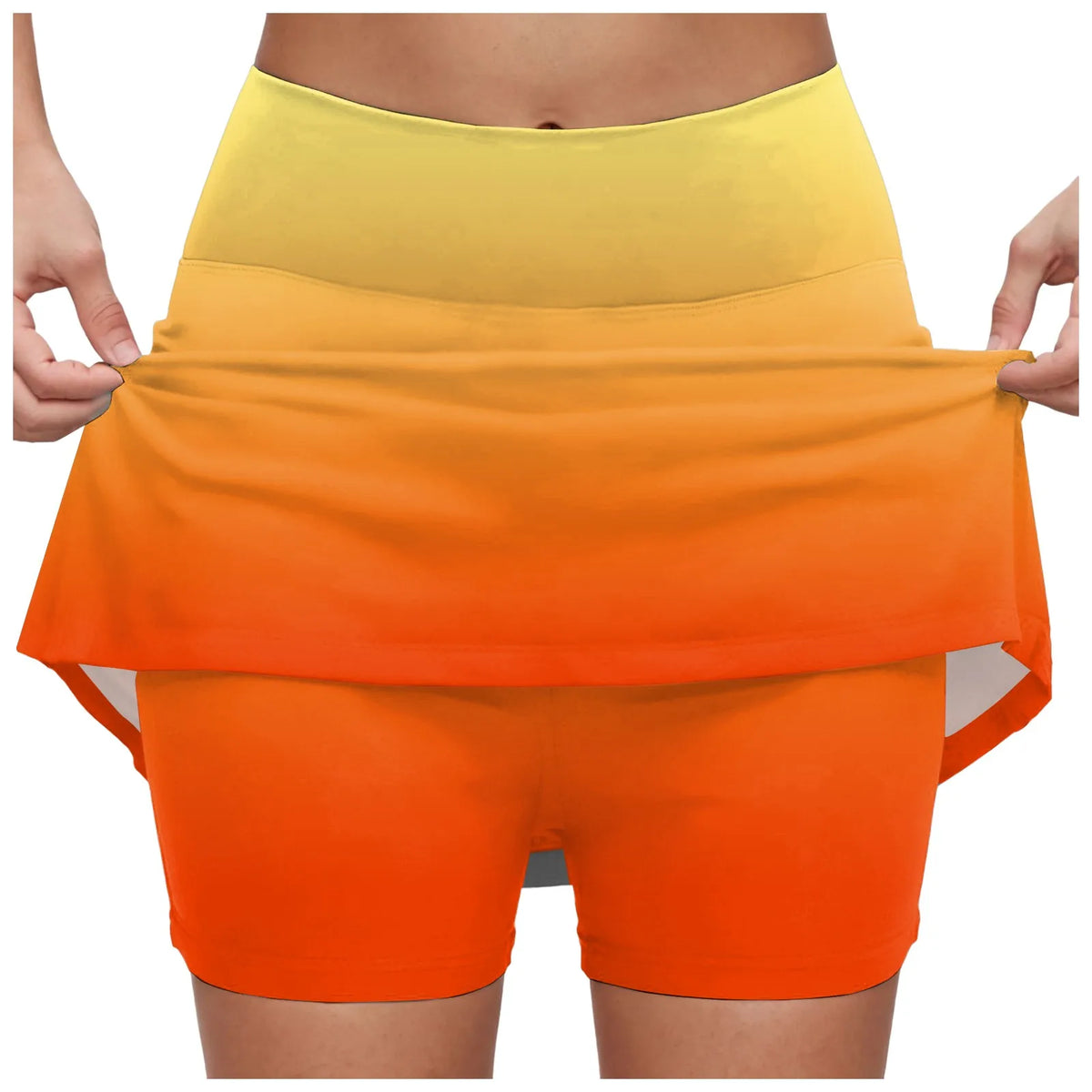 Women's Gradient Tennis Skirts High Waisted Athletic Skort With Built In Shorts Anti Slip Quick Dry Summer Skirt For Sports