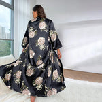 Fat Plus Size Pajamas for Women's Fashion, Casual, Loose Printed Pajamas for Women's Long Imitation Silk Sexy Pajamas
