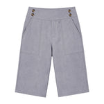 Women's High Waist Cotton Linen Bermuda Shorts Double Breasted Wide Leg Casual Shorts With Pockets Loose Fit Office Summer Short
