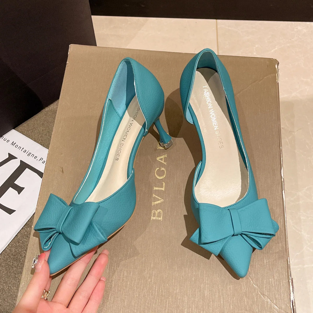 2026 New Thin Heels Pumps Women Blue Elegant Slip-On Party Shoes Woman Summer Pointed Toe Solid Color High Heels Shoes