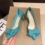2026 New Thin Heels Pumps Women Blue Elegant Slip-On Party Shoes Woman Summer Pointed Toe Solid Color High Heels Shoes