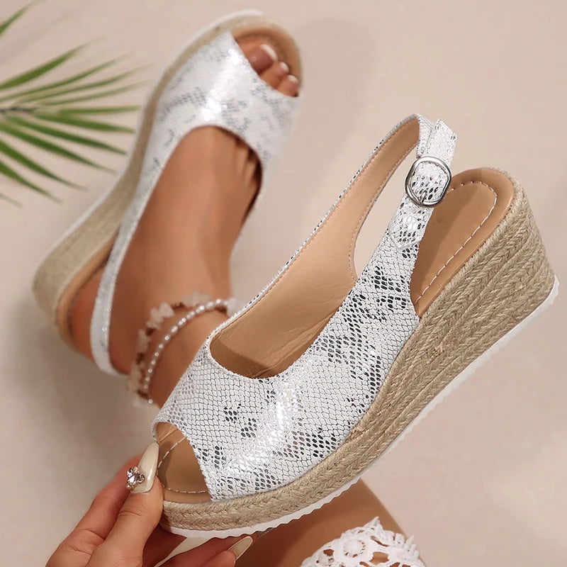 Lightweight Peep Toe Wedges Sandals Women 2026 Summer Back Strap Platdorm Sandles Woman Plus Size 43 Comfy Thick Sole Sandalias