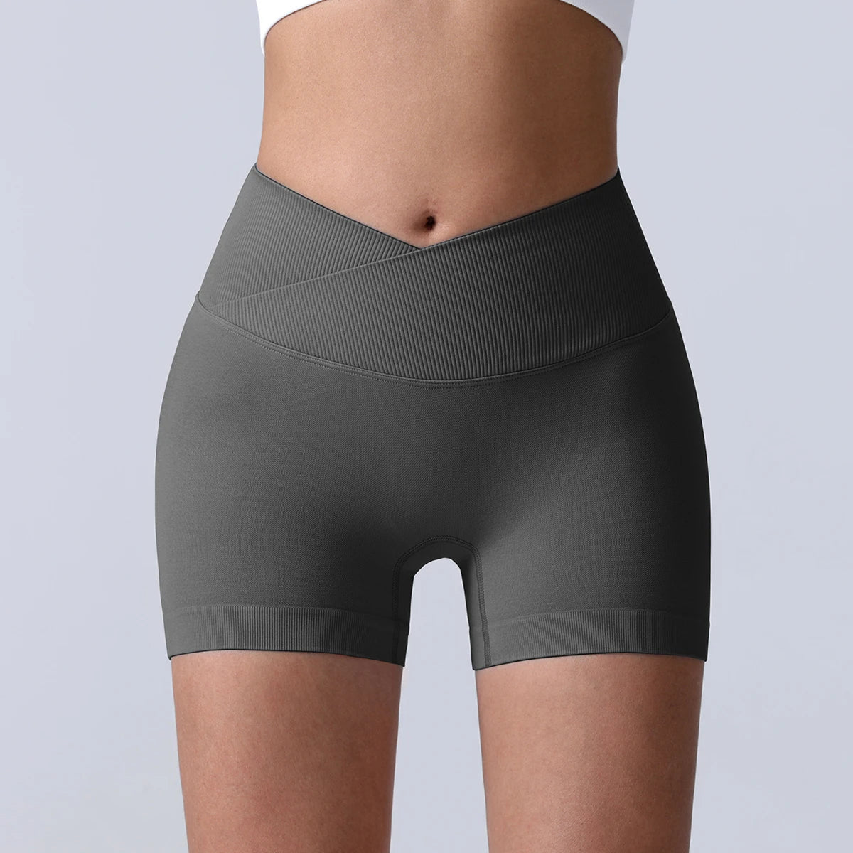 Cross-Back Yoga Shorts for Women - High-Waisted Tummy Control Fitness & Yoga Running Breathable Quick-Dry Shorts