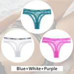 3Pcs/set Lace Thongs Women Floral G-string Underwear Trendy Letter T-Back Underpants Sexy Low Waist Bikini Panties Ladies Panty