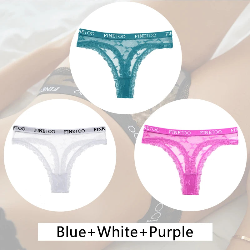 New 3Pcs Lace Thongs Women Floral G-string Underwear Trendy Letter T-Back Underpants Sexy Low Waist Bikini Panties Ladies Panty