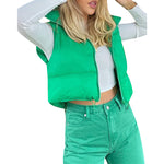 Women Winter Warm Crop Waistcoat Sleeveless Stand Collar Double Sided Lightweight Puffer Vest 2022 Streetwear