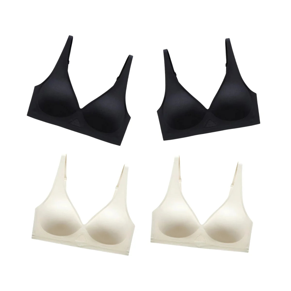 4Pcs/Set Seamless Bras For Women Non-wire Bra Push Up Deep V Underwear Female Invisible Padded Brasiere Sexy Lingerie