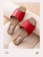 2026 New Breathable Linen Slippers For Women Men Spring Summer House Shoes Soft PU Leather Anti-slip Couples Home Floor Slides