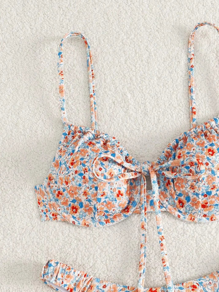 New Sexy Floral Print Push Up Bikini 2024 Women Swimwear Female Swimsuit Two Pieces Thong Bikini Set Bather Bathing Suit Beach
