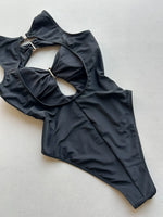 Sexy Hollow Out Metal Buckle One Piece Swimsuit 2026 Women Black Backless Slimming Bathing Suit Beach Holiday Swimwear Monokini