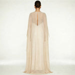 Women's Sheer Chiffon Cape Bat Sleeve Floor Length Shawl Elegant Cover Up Tops Party Evening Cape Blouse f