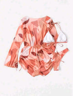 2024 New Swimsuit 3 Pcs Set Thong Bikini with Rompers Womens Jumpsuit Beach Wear Print Swimwear Sexy Bathing Suit Pool Beachwear