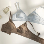 French Triangle Bra Small Bust Rabbit Ear Cup Anti-Protrusion Wirefree Comfort Summer Thin Lace Push Up Gathering Bralette S-XL