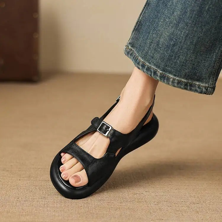 Spring and Summer New Model Fashion Low Heel Women's Shoes Fish Mouth Open-toe Buckle Casual Student Women's Sandals High 2.5cm