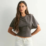 Fashion Casual Solid Gray Cropped T-shirt 2026 Woman Clothes O-neck Corset Tops Streetwear Girls Summer Autumn Short Tee Shirts
