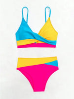 2026 New Patchwork Two-Piece bikini Swimsuit Sexy Women Tight Hollow Swimsuit Backless Swimwear Cross Push Up Beach Bathing Suit