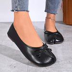 Women Tabi Split Toe Ballet Flats Bow Knot Decor Soft Faux Leather Slip On Lightweight Casual Daily Walking Shoes