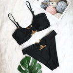 9 Colors Sexy Bikini Women Swimwear Swimsuit High Waist Metal Decor Leopard Print Female Bikinis Set Bathing Suit Beach Biquinis