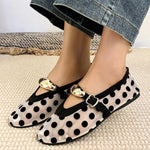 Korean Sle Polka Dot Me Breathable Flat Bot Mary Jane oes Women's Ballet Sle round Head Single oes Soft Bot